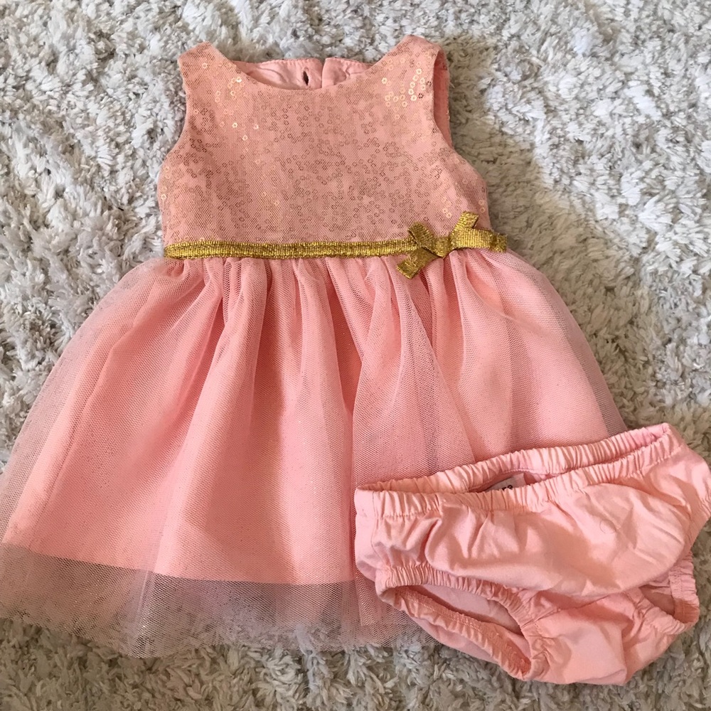 Pink and gold newborn dress